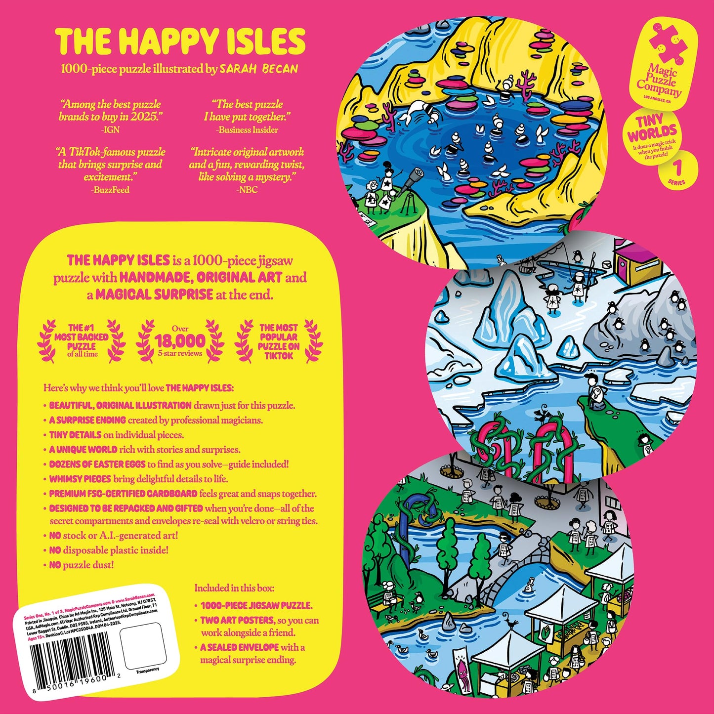 Magic Puzzle Company 1000-Piece Jigsaw Puzzle - The Happy Isles, 28 x 21" Paper Puzzle, Model BGZ111371