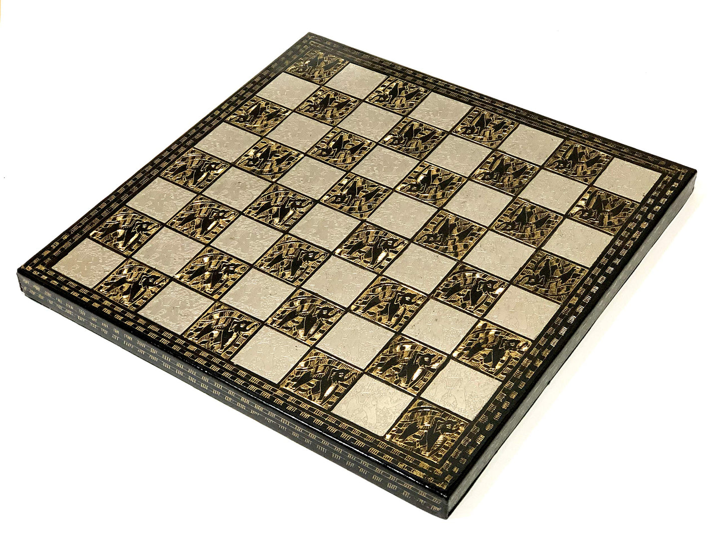 Stonkraft Brass Chess Board Game Set With 100% Brass Chess Pieces Chessmen Coins (12' X 12' Inches)