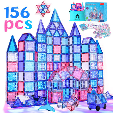 Magnetic Tiles Set, Frozen Magnet Building Blocks With Car Animal Models And Stickers, Construction Educational Stem Sensory Toy