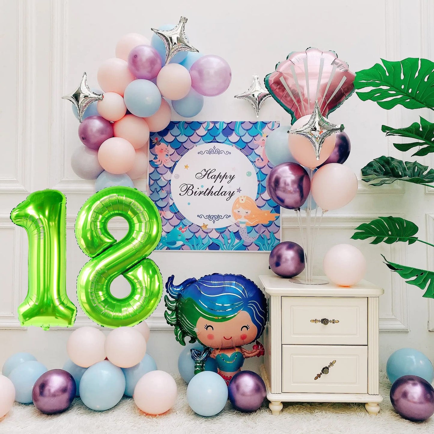 Smlpuame 40 Inch Number Balloon 0-9 Green Large Number 18 Balloons,Digital Balloons For Birthday Party Celebration Decorations S