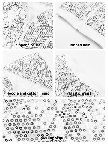 Lolanta Girls Silver Dance Costume Cropped Jacket Sequin Pants Set Girls Sequin Pants Set (Silver, 10-11 Years)