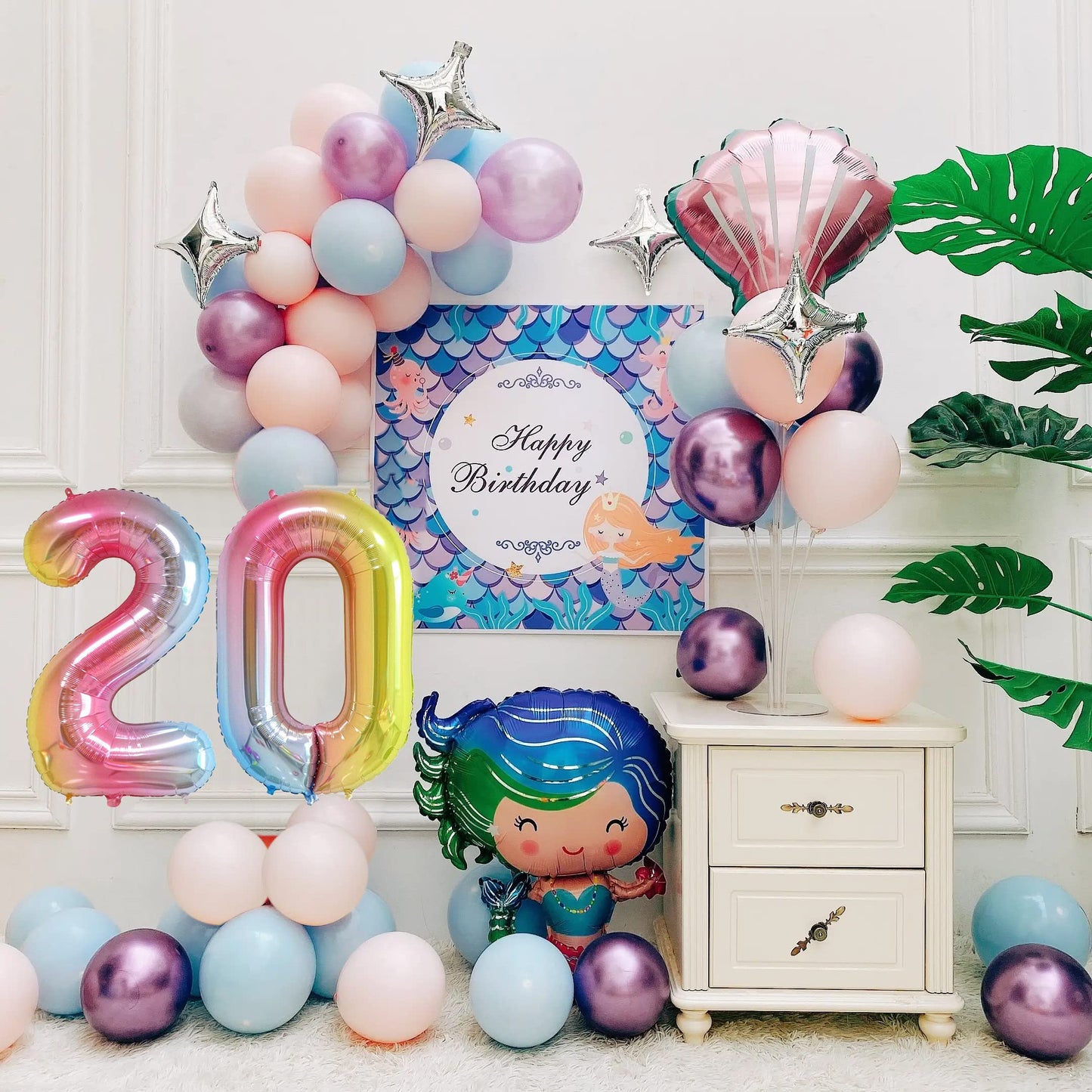 Smlpuame 40 Inch Number Balloons 0-9 Rainbow Gradient Large Number 20 Balloons, Digital Balloons For Birthday Party Celebration