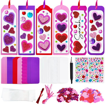 ArtCreativity 314 PCS Valentines Day Bookmark Craft Kit - Makes 24 Bookmarks - Valentine Crafts for Kids Classroom - Valentines 