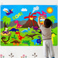 WATINC Dinosaur Felt-Board Stories Set 3.5Ft 37Pcs Preschool Dinosaurs Classification Storytelling Flannel Roar Volcano Ancient 