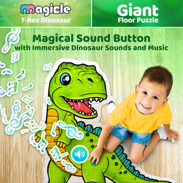 Dinosaur Giant Floor Puzzle With Sounds, 35 Piece Extra Thick Puzzle Toys For Ages 5-7, Puzzles For Kids Ages 4-6, Dinosaur Toys
