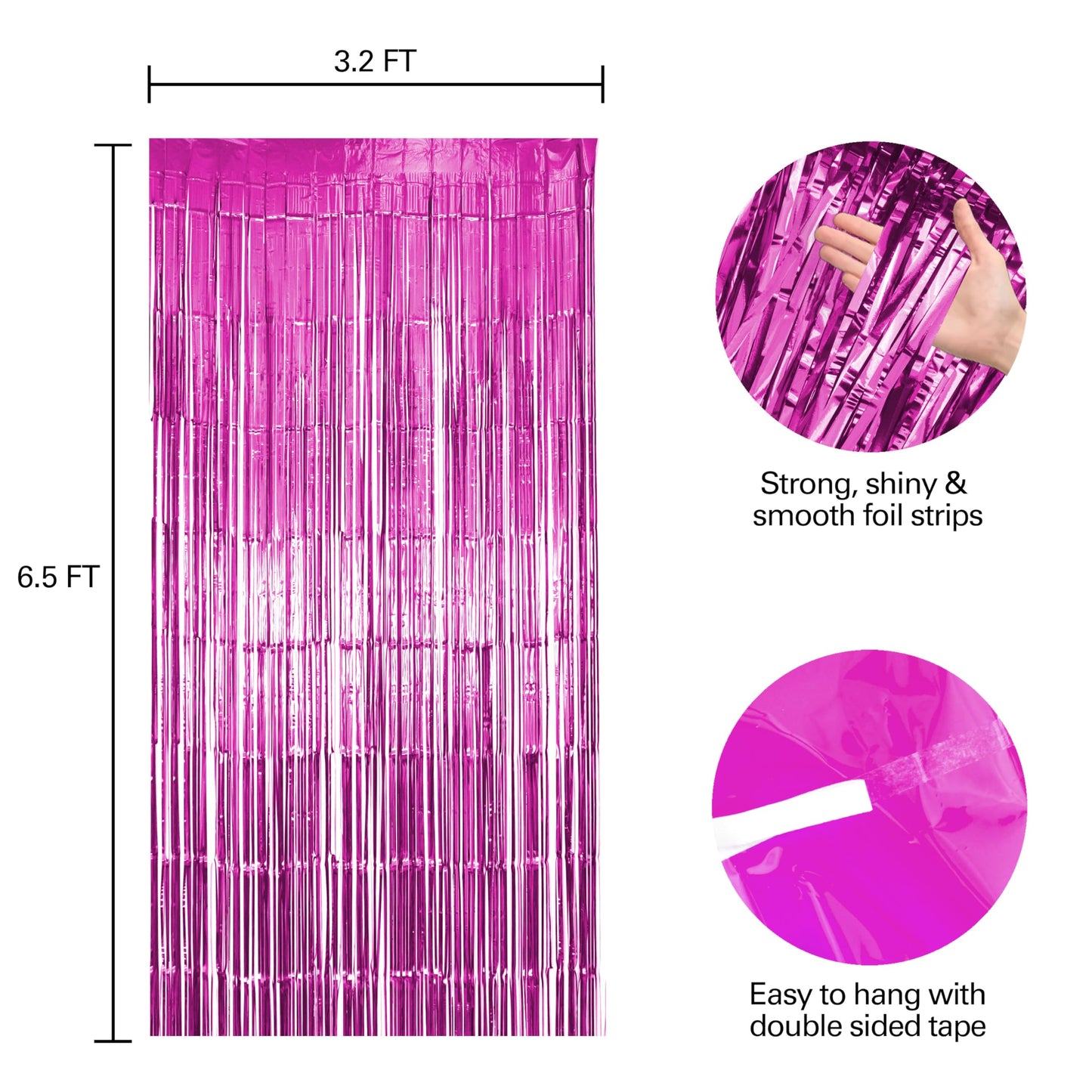 Hampton Distribution 2 Pack Pink Fringe Backdrop, Pink Tinsel Backdrop Curtains, Decorations for Baby Showers, Birthday, Holiday