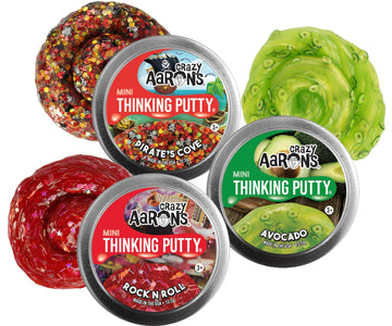 Matty'S Toy Stop Crazy Aaron'S Putty Mini Tins Rock N' Roll, Pirate'S Cove & Avo-Cado Gift Set Bundle - 3 Pack (13.3G Each)