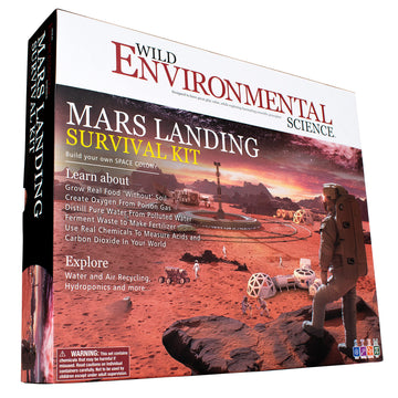 WILD ENVIRONMENTAL SCIENCE Mars Landing Survival Kit - Kids Plant Growing Terrarium Kit - Ages 8+ - Grow Food & Build an Earth-L
