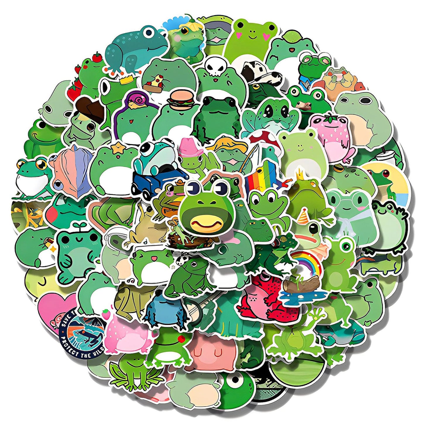 100Pcs Frog Stickers, Cute Frog Stickers For Water Bottles, Waterproof Vinyl Frog Stickers For Kids Laptops Phone Case Luggage D