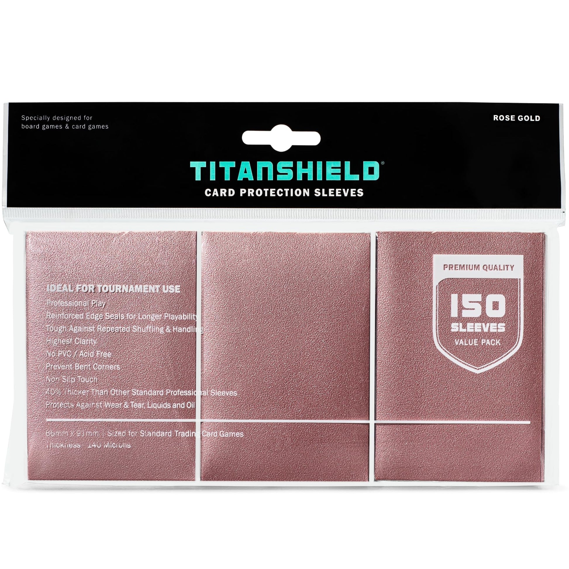 Titanshield (150 Rose Gold Sleeves) Compatible With Mtg Magic The Gathering, Lorcana, Board Games And Trading Cards 2.5'' X 3.5'