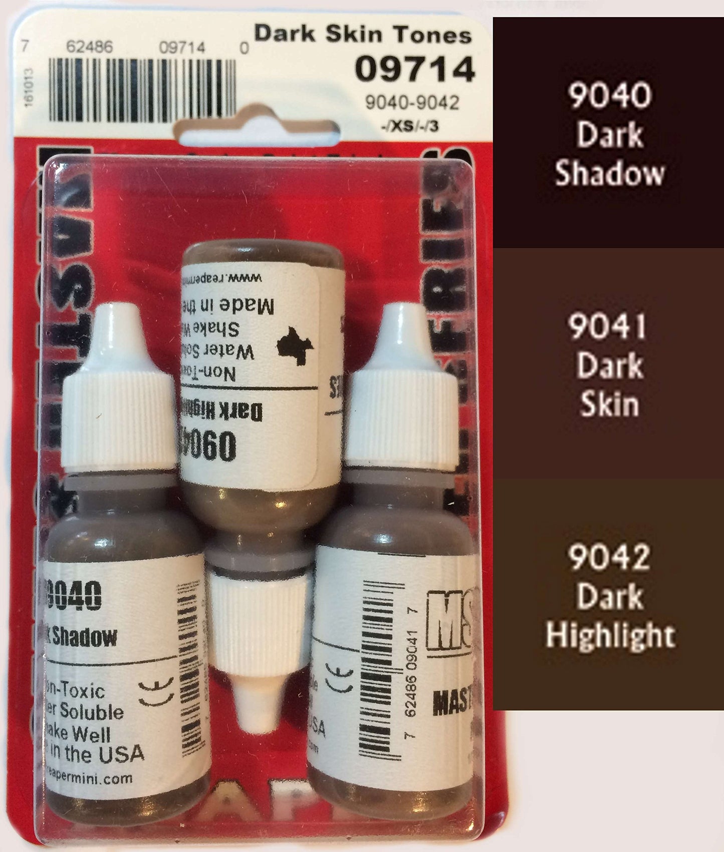 Reaper 09714 Master Series Paint Triad, 3-Piece Set, Dark Skin Tone