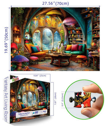MINIWAN 1000 Piece Jigsaw Puzzle - Enchanted Treehouse, 27.5x19.7 Inches, Cardboard, Unique Adult Puzzle for Relaxation & Home Decor
