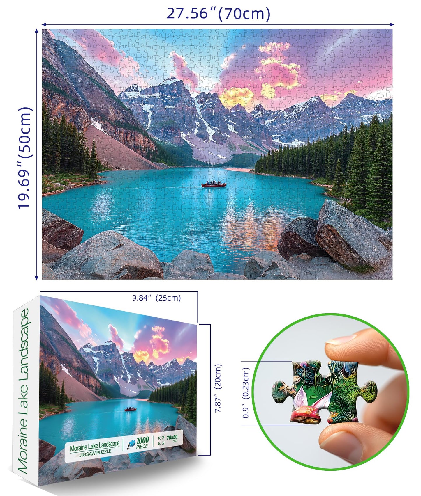 Blueforest 1000 Piece Moraine Lake Puzzle - Canadian Rockies Landscape  enhanced National Park Jigsaw Puzzle for mature-themeds Gift 27x20 Inch