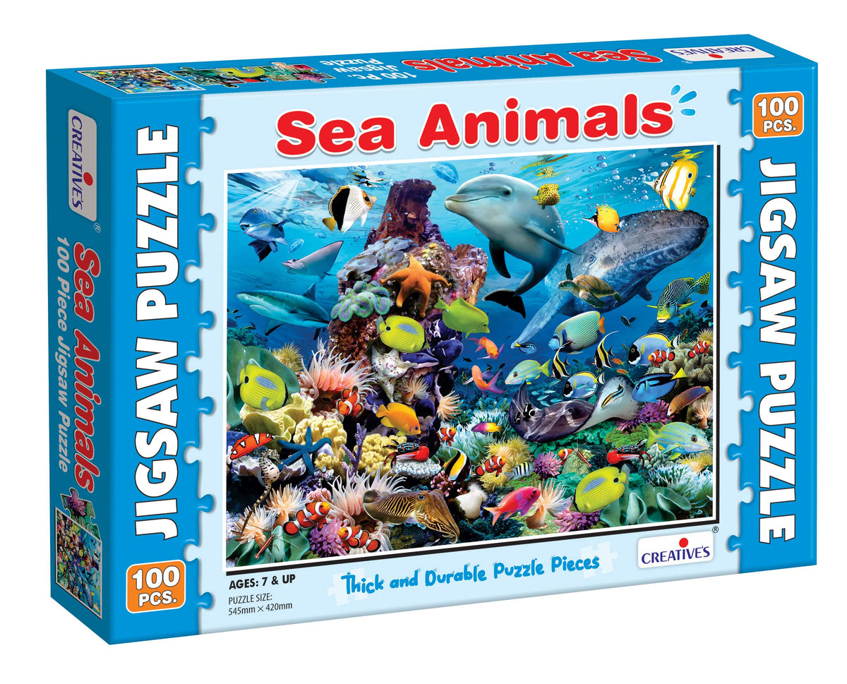 Creatives Sea Animals  100 Piece Jigsaw Puzzle | OceanThemed for Kids & Adults | Fun & Challenging Brain Game | Educational S