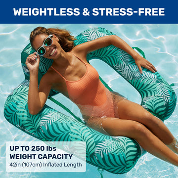 Aqua Zero Gravity Pool Chair Float - Inflatable  Heavy Duty mature-themed Pool Chair for Floating - Blue Teal