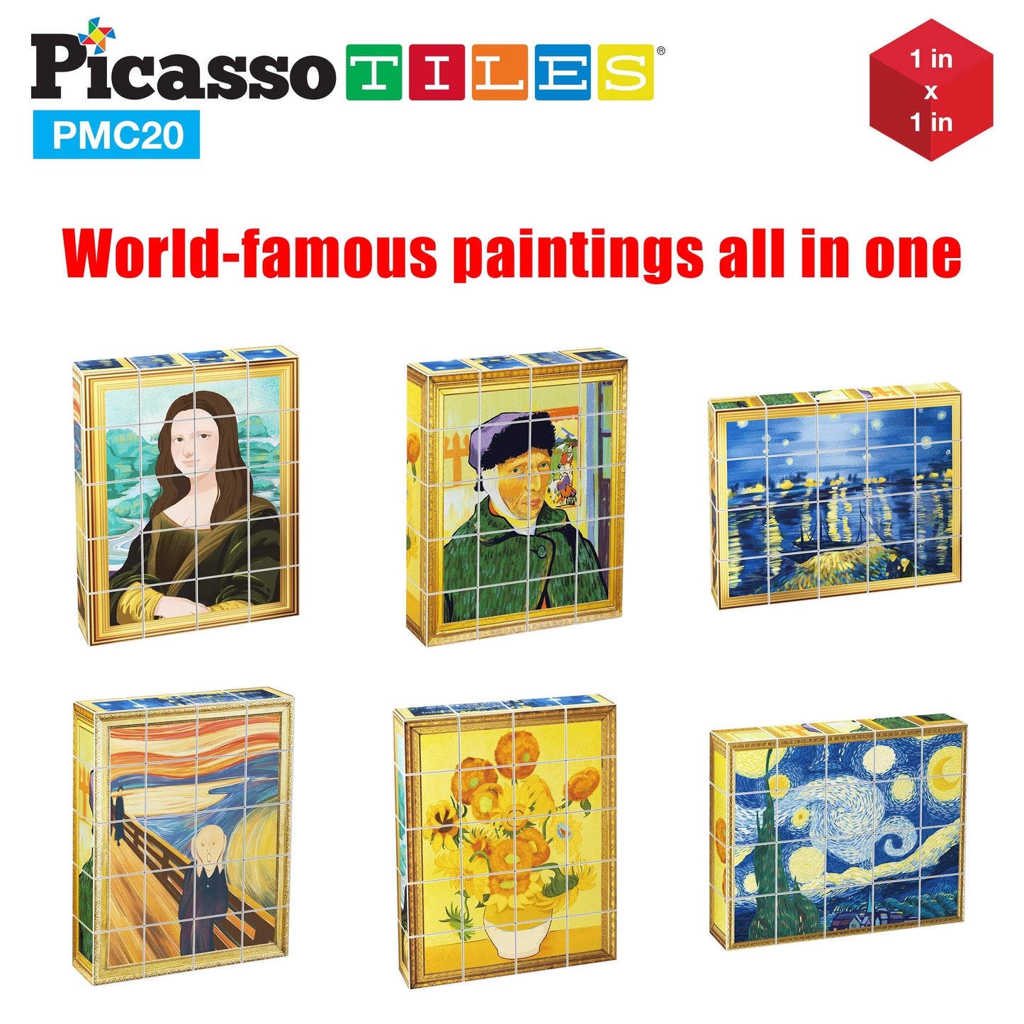 Picassotiles 1    Magnetic Puzzle Building Cubes Blocks For Kids, Van Gogh Puzzle, Mona Lisa Hand Puzzle, Kids Toys 3+ Year Old
