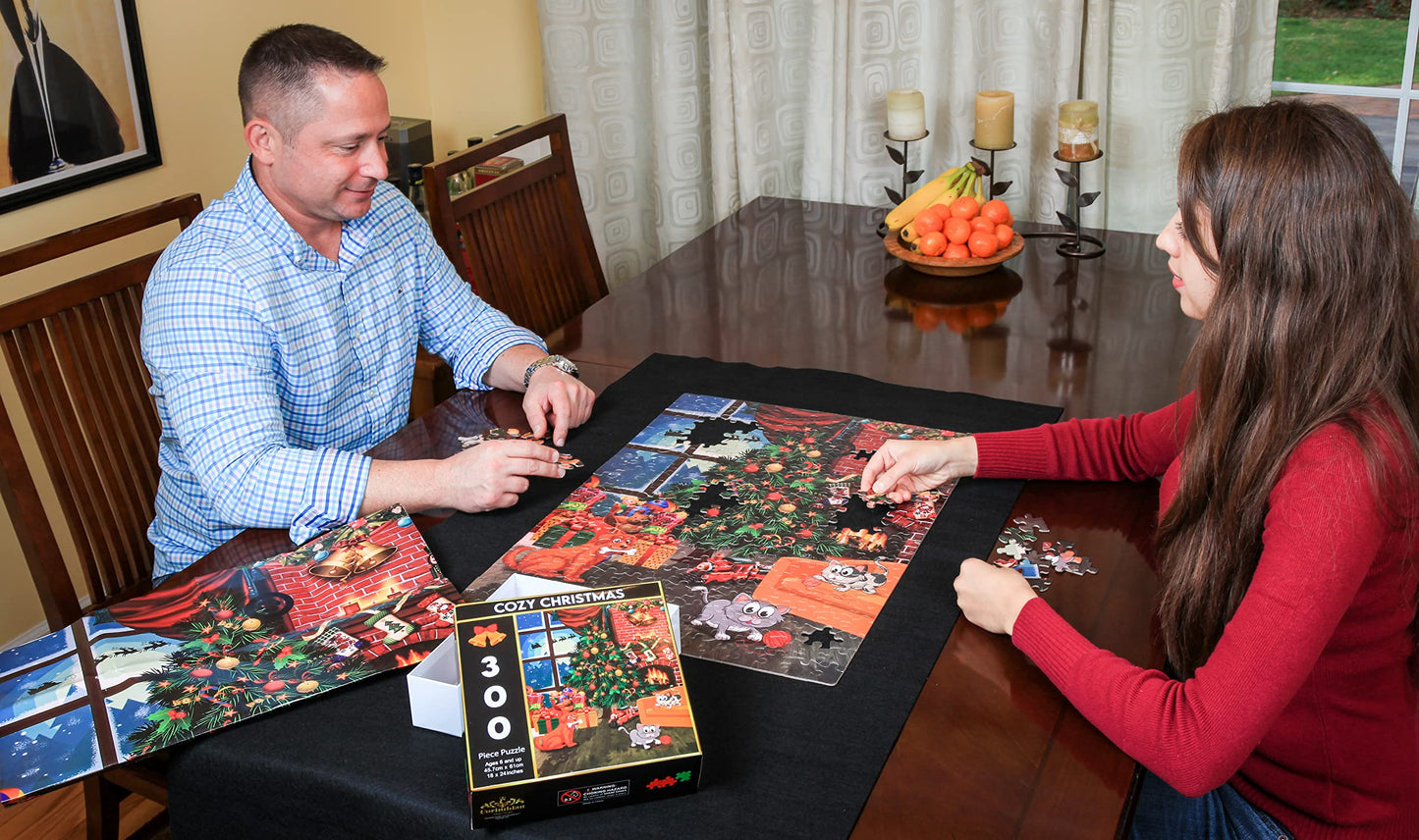 Christmas Puzzles Jigsaw Puzzle 300 Pieces for Kids and Adults -Cozy Christmas Holiday Puzzle - Educational Games for Elders Chi