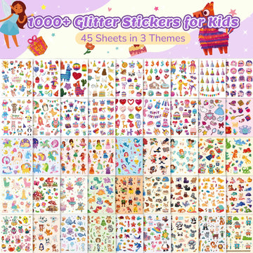 1000+ Holographic Stickers For Kids - 45 Different Sheets Of 3 Themes Craft, Animal, Fairy Tale And Birthday Party, Kids Sticker