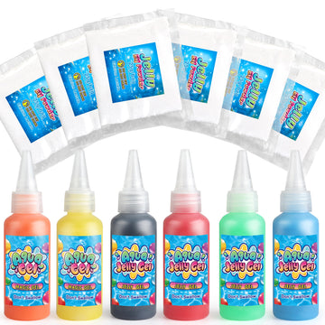 wookidel Magic Water Gel Elf Powder Refill, Aqua Fairy Water Gel Kit Refill with 6PCS Elf Powder and 6 PCS Magic Gels, Aqua Jell
