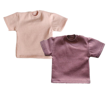 1/6 Custom Scale 2X T-Shirt Clothes for 12'' Male Action Figure Doll Clothes Toy (Pink+Dark Red)