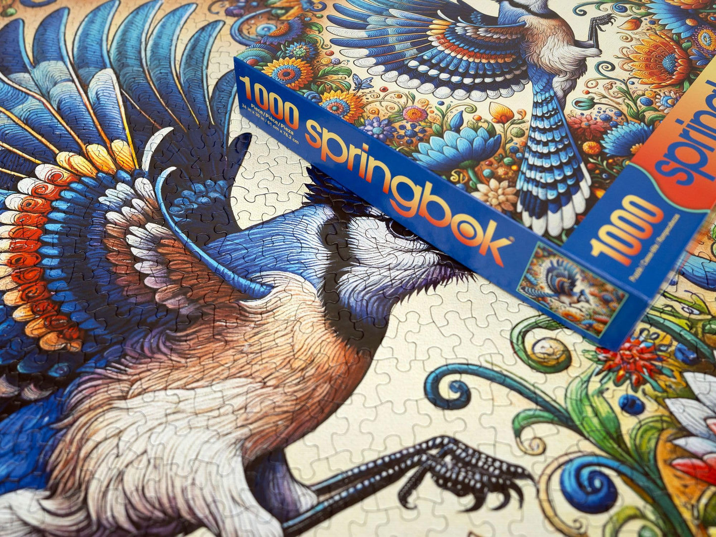 Springbok 1000 Piece Jigsaw Puzzle - Blue Jay in Summer - 30"x24" Cardboard - Model 33-11282