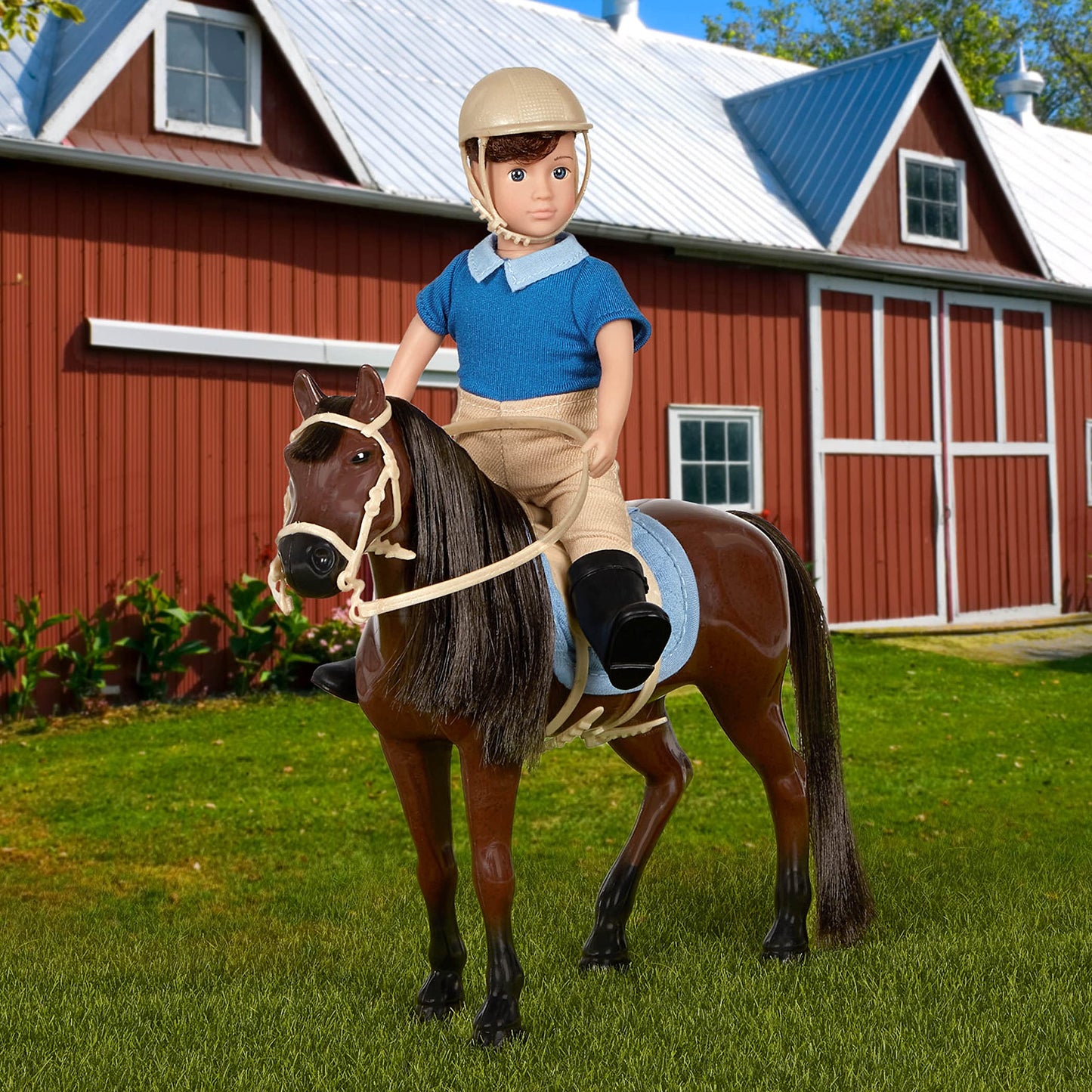 Lori Dolls Mini Boy Doll & Toy Horse Set - 6-inch Brian & Barnaby, Brown, Includes Clothes & Accessories - Model LO31235Z