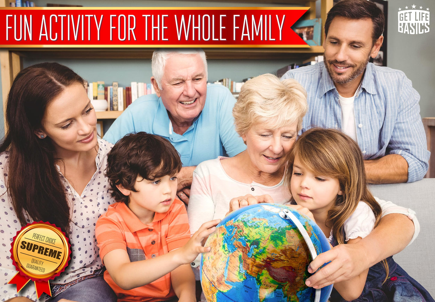 Interactive World Globe for mature-themeds - Large 13 Inch Globe with Stand - Earth Globe with Illuminated Constellations Light Up at Night - Geographic Map for Kids - Educational Learning Gift - Compass to navigate it!