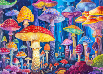 Lucky Puzzles - Enchanted Fungi Forest - 1000 Piece Jigsaw Puzzle for Adults | Whimsical Mushroom Puzzle | Vibrant Fantasy Artwo