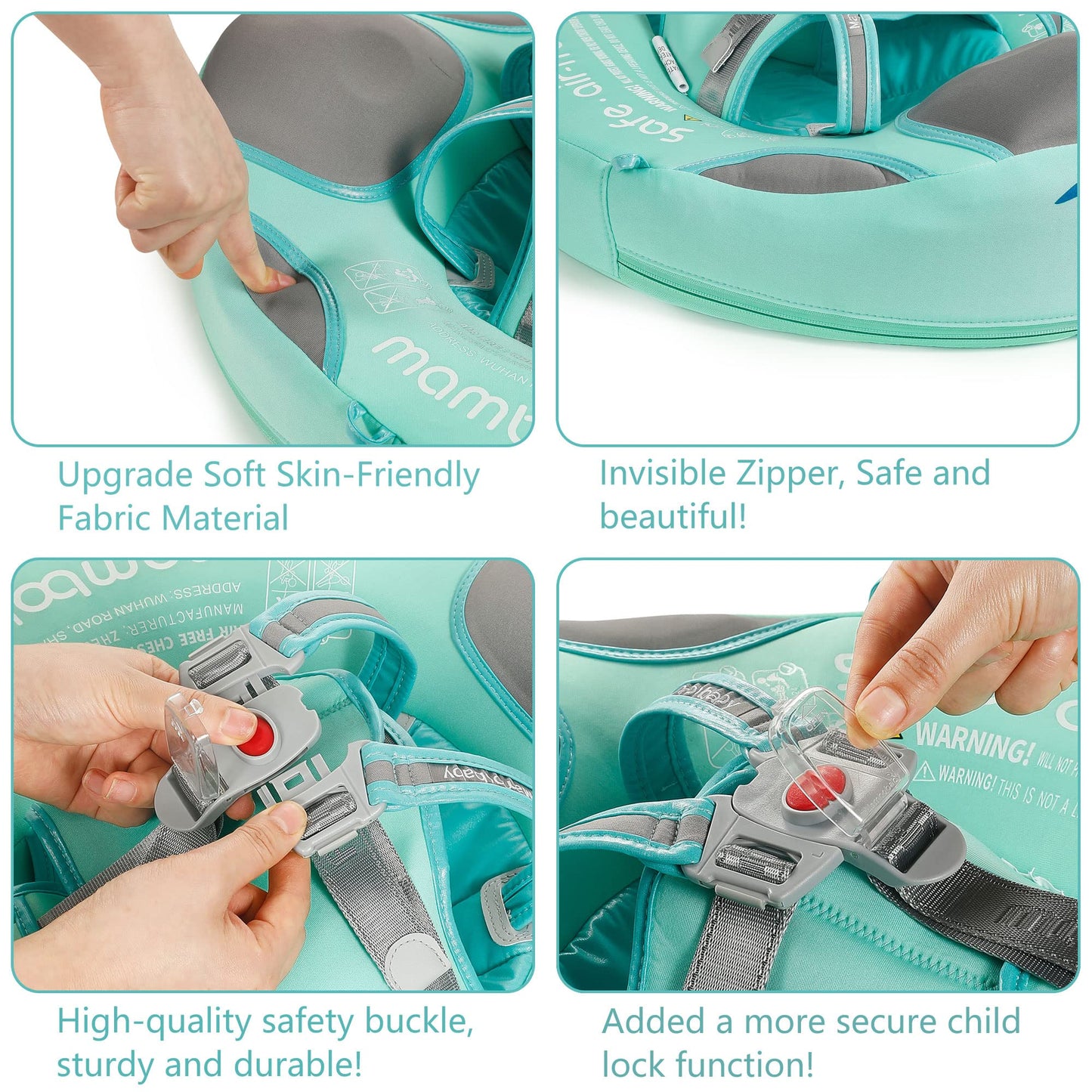 Mambobaby Float Baby Float with Canopy Non Inflatable Baby Pool Float Upgraded Tail Infant Swim Trainer Water Float for Toddler