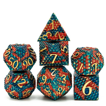 UDIXI Metal Dice Set, Dragon Scale D&D Metal DND Dice with Dice Pouch for Role Playing Games Dungeons and Dragons and Other Tabl