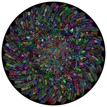 Bgraamiens Puzzle-The Indian Feather-1000 Pieces Round Puzzle Color Challenge Jigsaw Puzzles For Adults And Kids