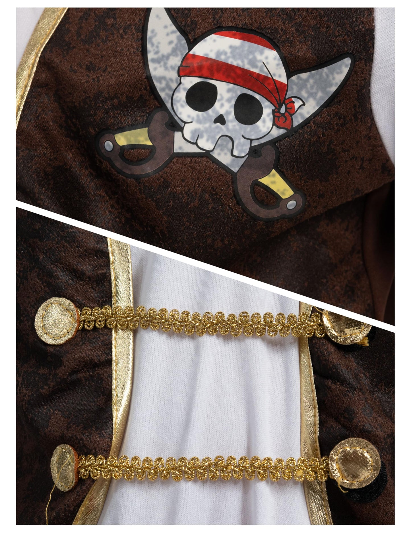 Spooktacular Creations Pirate Costume for Kids  Boys Classic Brown Pirate Outfit Deluxe Set with Toy Accessories for Toddler Halloween Pretend Roleplay Themed Party (Medium  8-10 yrs)