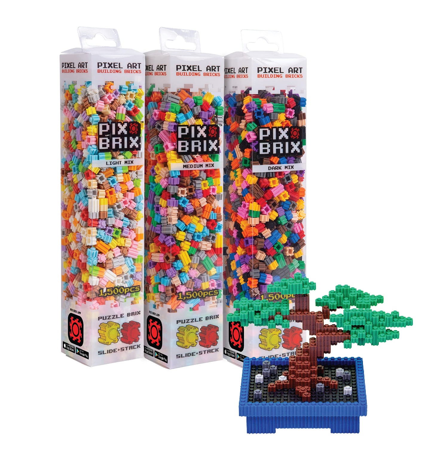 Pix Brix Pixel Art Puzzle Bricks Bundle - 4,500 Piece Pixel Art Kit, Mixed 32 Color Palette (Light, Medium, Dark) - Interlocking