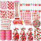 Sayglossy 251 Pcs Strawberry Party Favors Set Includes Gift Bags Pencils Notebook Sharpener Slap Bracelets Rings Keychains Tatto