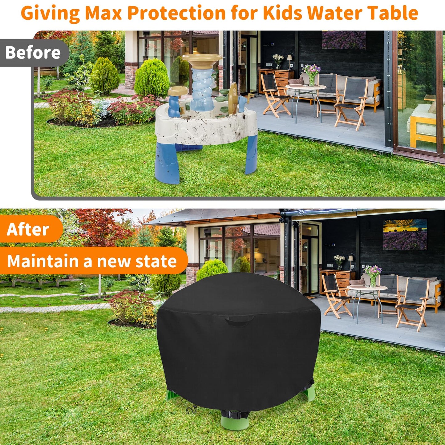 Akefit Kids Water Table Cover For Little Tikes Spiralin' Seas Waterpark Play Table, Round Sand Water Table Cover Waterproof Dust