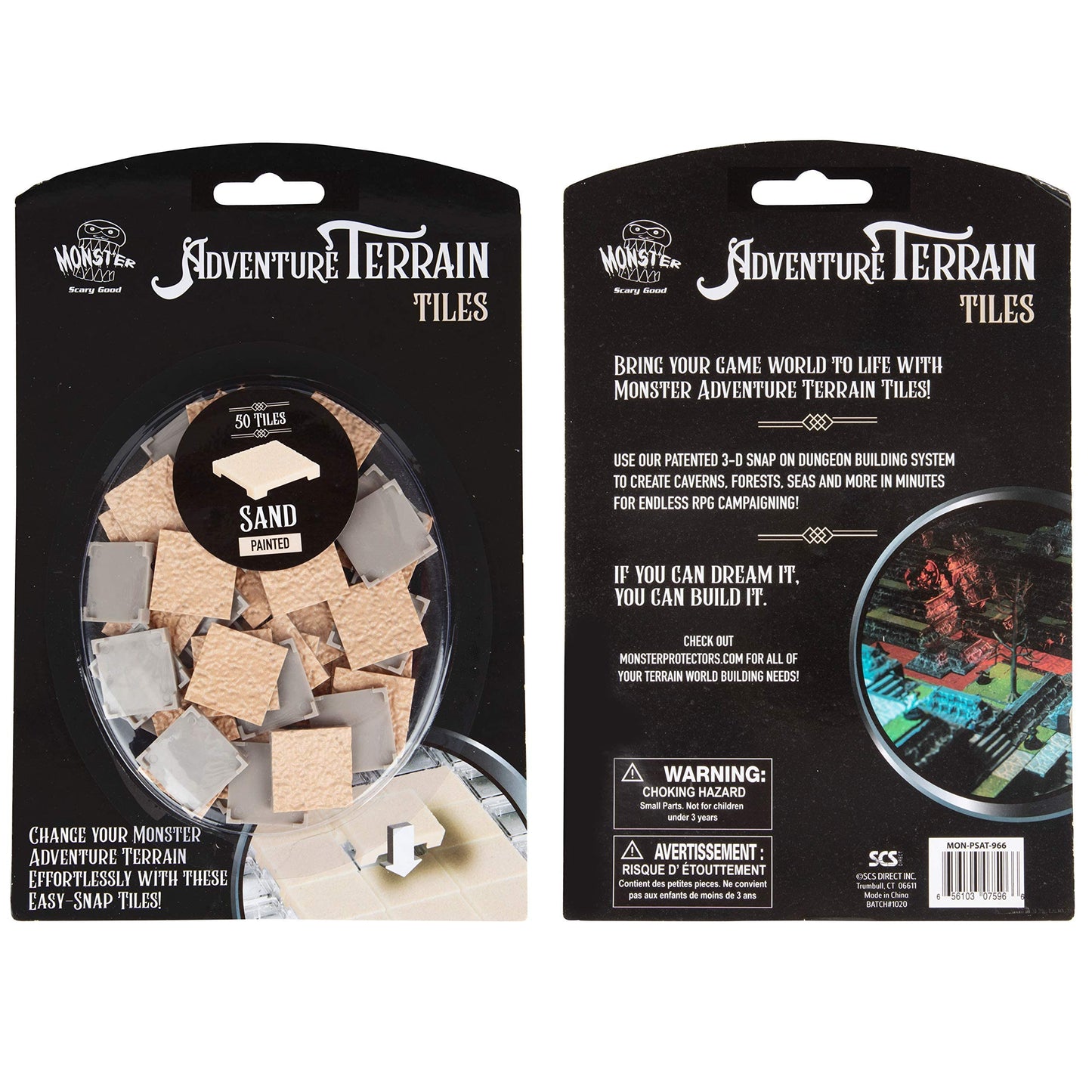 Monster Adventure Terrain- Sand Tiles- 50Pc Hand-Painted 1X1    Tile Set- Easy Snaps Creates Amazing Tabletop Terrain In Minutes