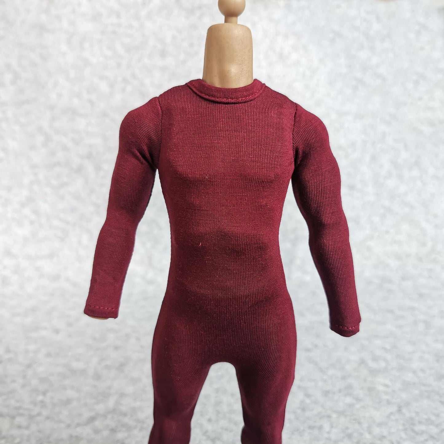 1/6 Scale Male Figure Clothes Long Sleeved Bodysuit Undercoat Jumpsuit Cloth for 12'' Action Figure Doll Clothes (Red)