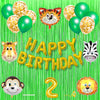 2Nd Jungle Theme Birthday Banner Decoration Kit 18 Pcs For 2 Year Old Baby Boys Girls Kids Wild Animal Safari Gold Confetti Meta