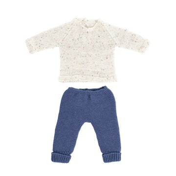Miniland Clothes For Dolls 15 3/4'' Knitted Outfit Sweater & Trausers - Eco, Made In Spain, Quality, Role Play, Educational