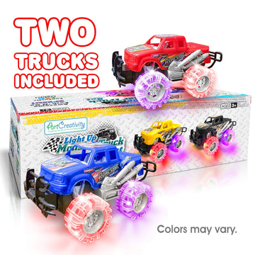 ArtCreativity Light Up Monster Trucks for Boys and Girls, Toy Truck Set of 2, Monster Trucks for Boys 3-6 Years Old, Toddler Mon