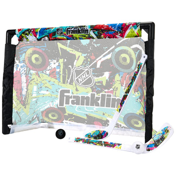 Franklin Sports NHL Kids Mini Hockey Set - Includes (1) Knee Hockey Goal, (2) Mini Sticks + (2) Foam Balls - Indoor Toy Youth Go
