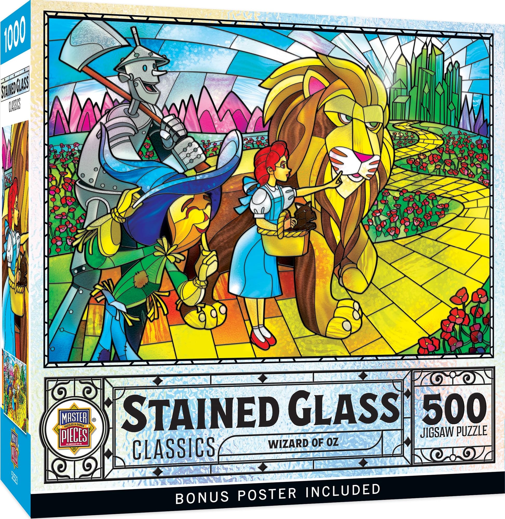MasterPieces 500 Piece Stained Glass Jigsaw Puzzle for Adults, Family, Or Youth - Wizard of Oz - 15x21