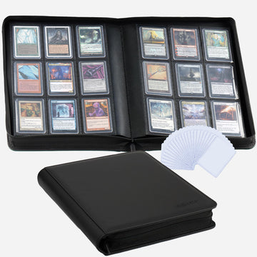 9-Pocket Toploader Binder  Clovecat enhanced Card Book  Holds 252 Trading Card with 20 Removable Top-loader Sleeves PU Card Holder Folders Card Album for MTG  TCG  Yugioh  Game & Sports Cards(Black)