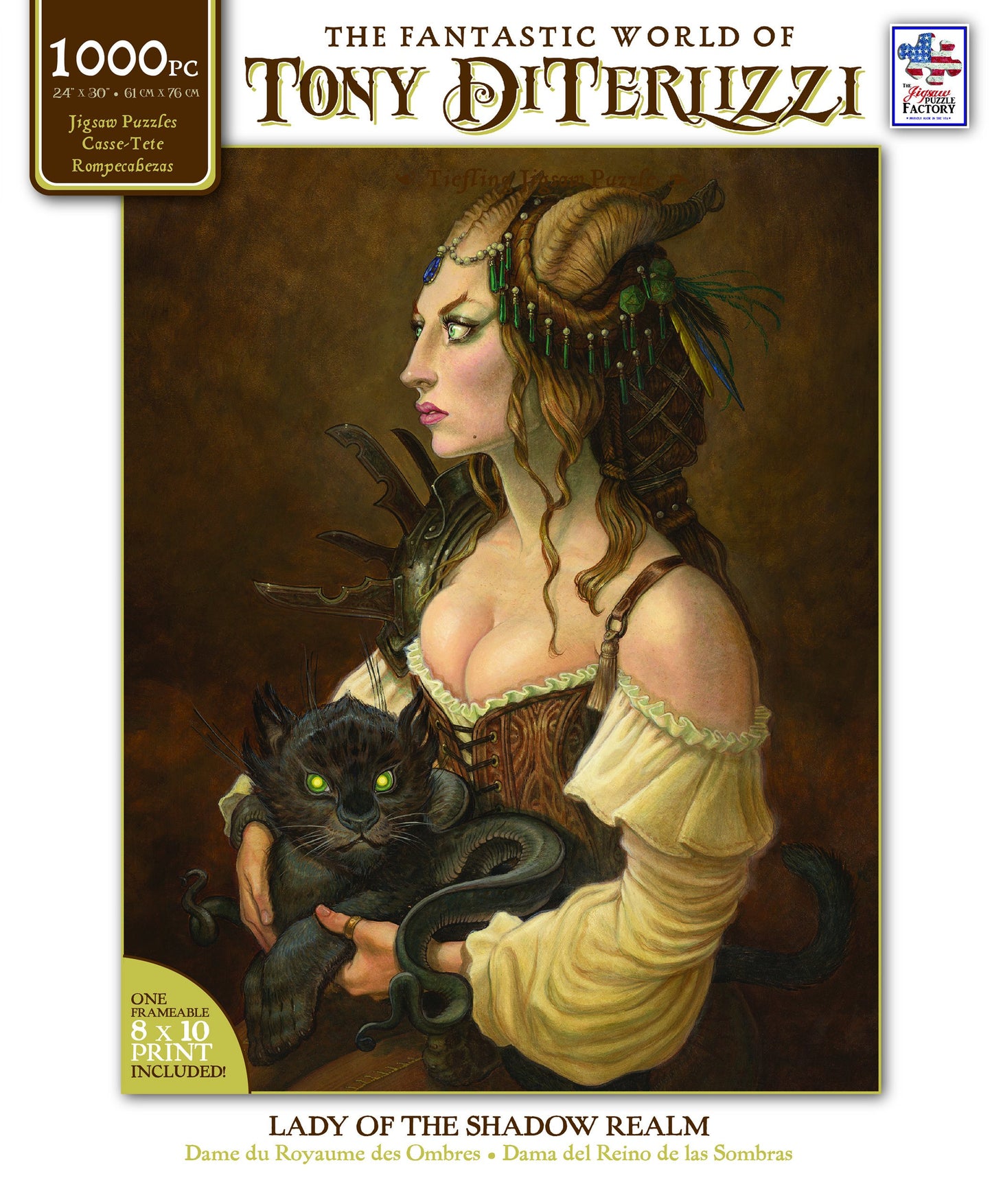 The Jigsaw Puzzle Factory Tony Diterlizzi Lady of the Shadow Realm, Fantasy Puzzle Game for Adults and Kids, 1000 Piece, Full Si