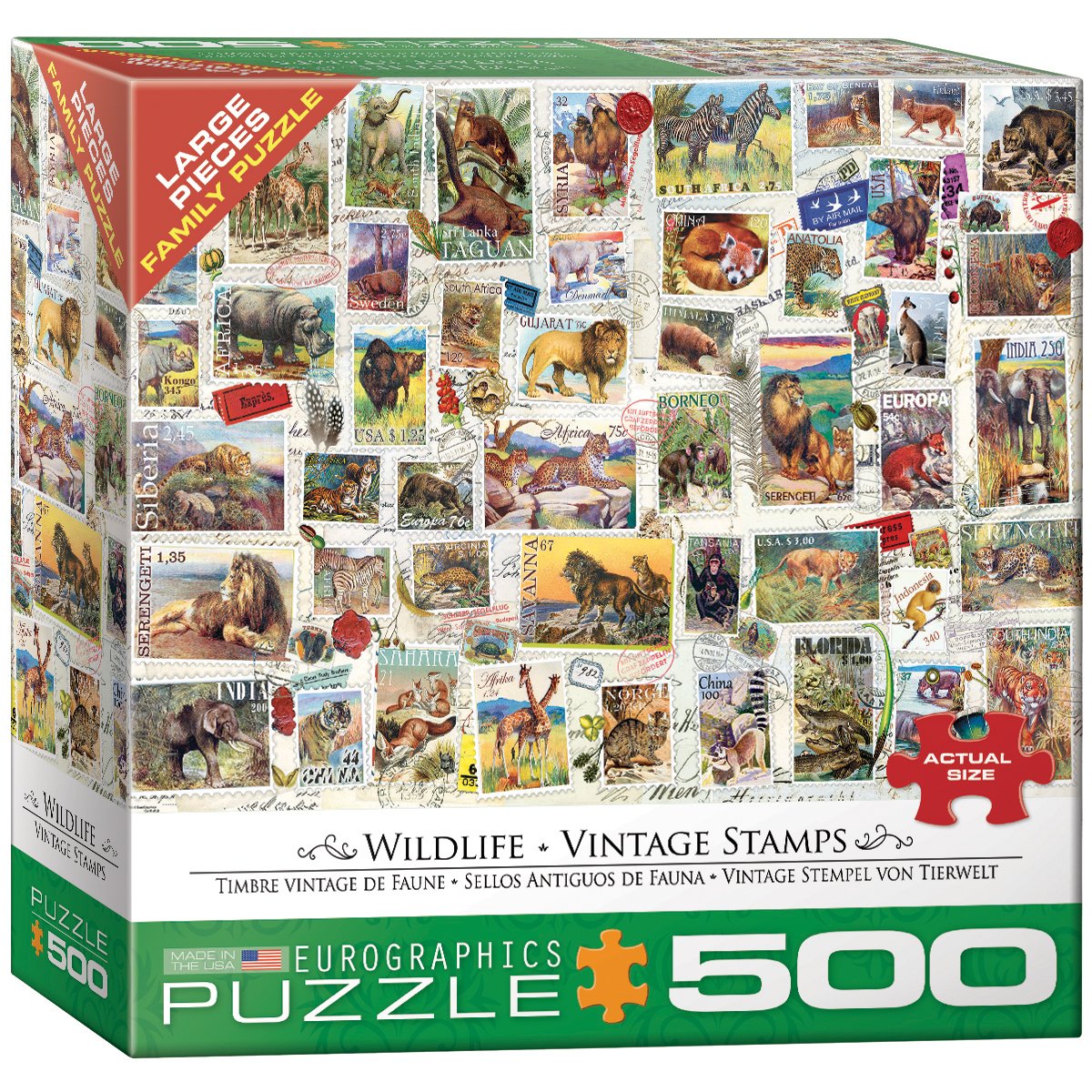 Eurographics (Eurhr Wildlife Vintage Stamps 500Piece Puzzle 500Piece Jigsaw Puzzle