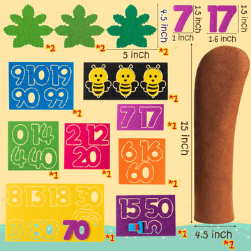 Osnie Felt Numbers Tree Props - Early Education Freestanding Apple Tree Bees Game Fun Maths Learning Constructive Flannel Teaching Hands-On Skills Toys Set For Toddlers Kids Children Learning Gifts