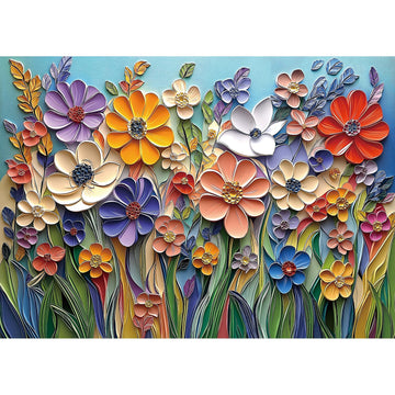Miniwan Colorful Embossed Flowers Puzzles For Adults, Plant Floral Puzzle Art, Impossible Hard Difficult Challenging Jigsaw Puzz