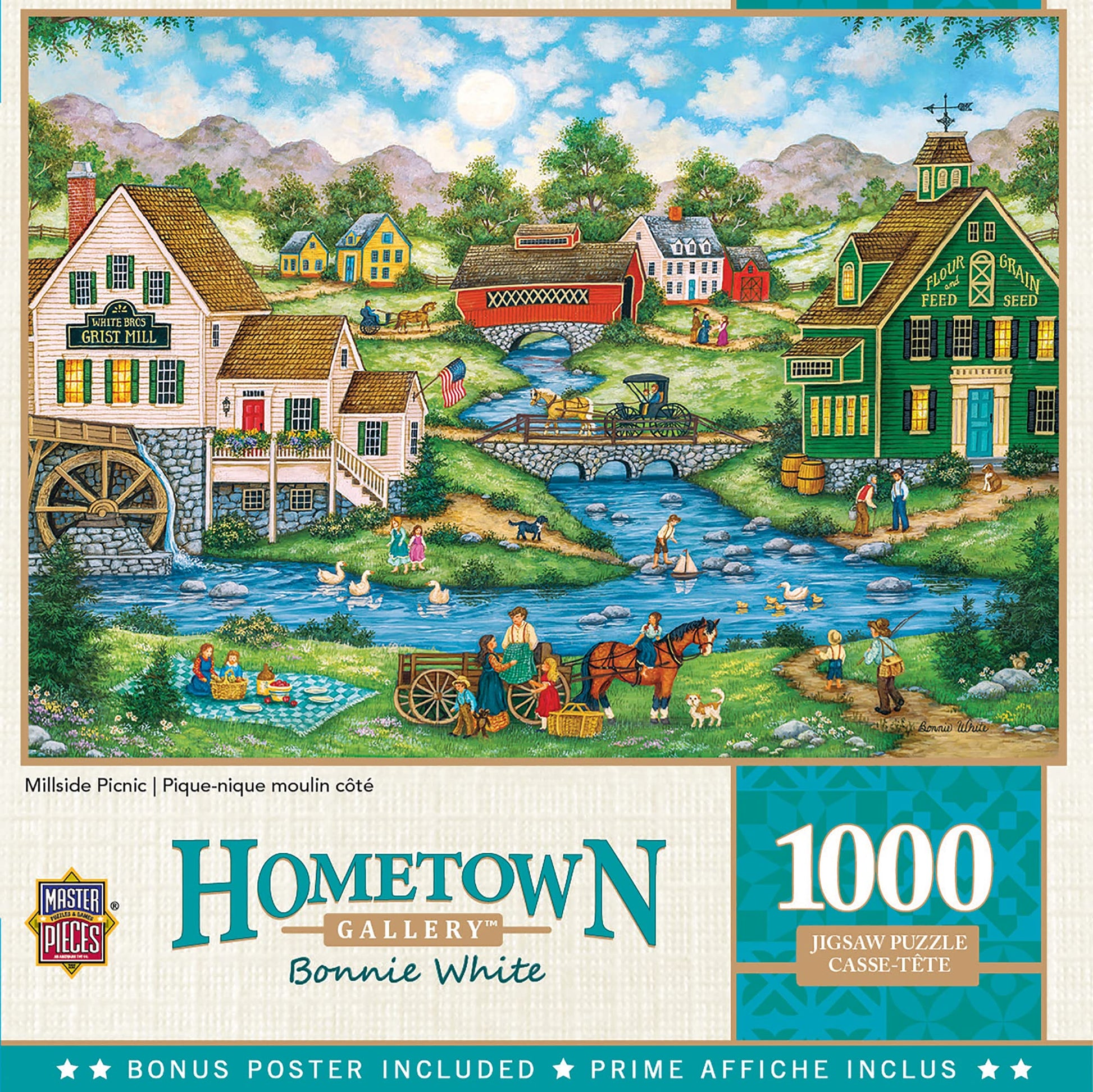 Masterpieces 1000 Piece Jigsaw Puzzle for Adults, Family, Or Kids - Millside Picnic - 19.25x26.75