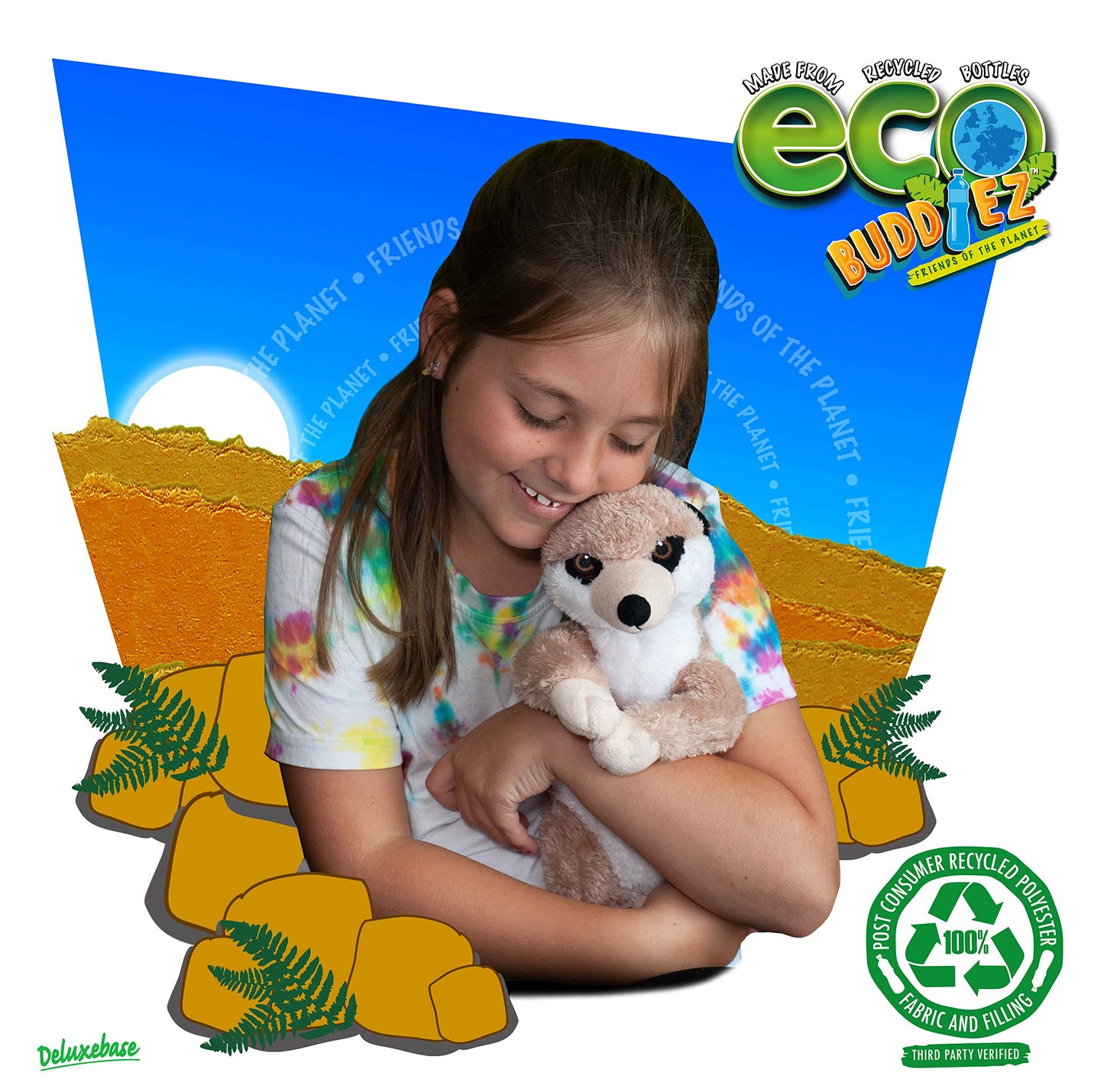Ecobuddiez - Meerkat From Deluxebase. 12 Inch Meerkat Plush Toy. Eco Friendly Child Safe Meerkat Stuffed Animal Made From Recycled Plastic Bottles.