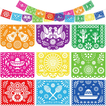 Domestar Mexican Party Banner, 18 Feet Fiesta Banner Cinco De Mayo Decor Papel Picado Decorations Pvc Mexican Fiesta Garland For Dia De Los Muertos Mexican Party Supplies